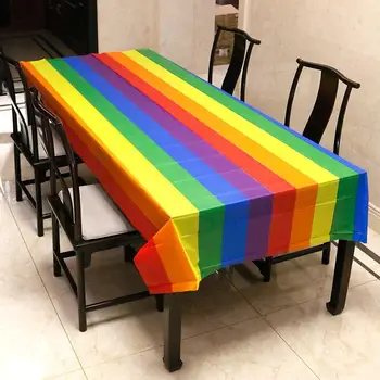 Dúhový Stôl Obrus | Nepremokavé Obdĺžnikový Stôl Kryt | Farebné Dúhové Motív Na Narodeniny, Party Dodávky 54 X 108 Cm
